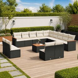 Functional 14-Piece Modular Garden Sofa Set with Acacia Top