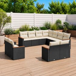 11 Piece Garden Sofa Set in Black PE Rattan Materials