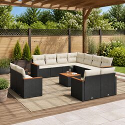 Specifications of 12 Piece Black Modular Garden Sofa Set