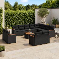 Specifications of 13 Piece Outdoor Sofa Set: Black Poly Rattan