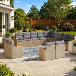 Specifications for 13 Piece Garden Sofa Set with Beige Cushions