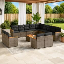 Modular Garden Sofa Set: 14-Piece Grey Poly Rattan Construction