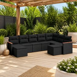 Detailed Specs: 9 Piece Outdoor Rattan Sofa Set