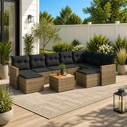 Garden Sofa Set 10 Piece Outdoor Furniture Patio Lounge Grey Modular with
