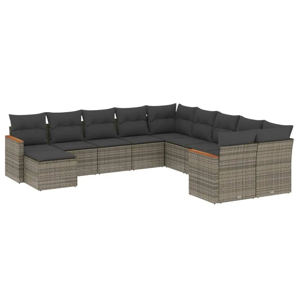 Garden Sofa Set 11 Piece Outdoor Furniture Grey Poly Rattan Patio Modular