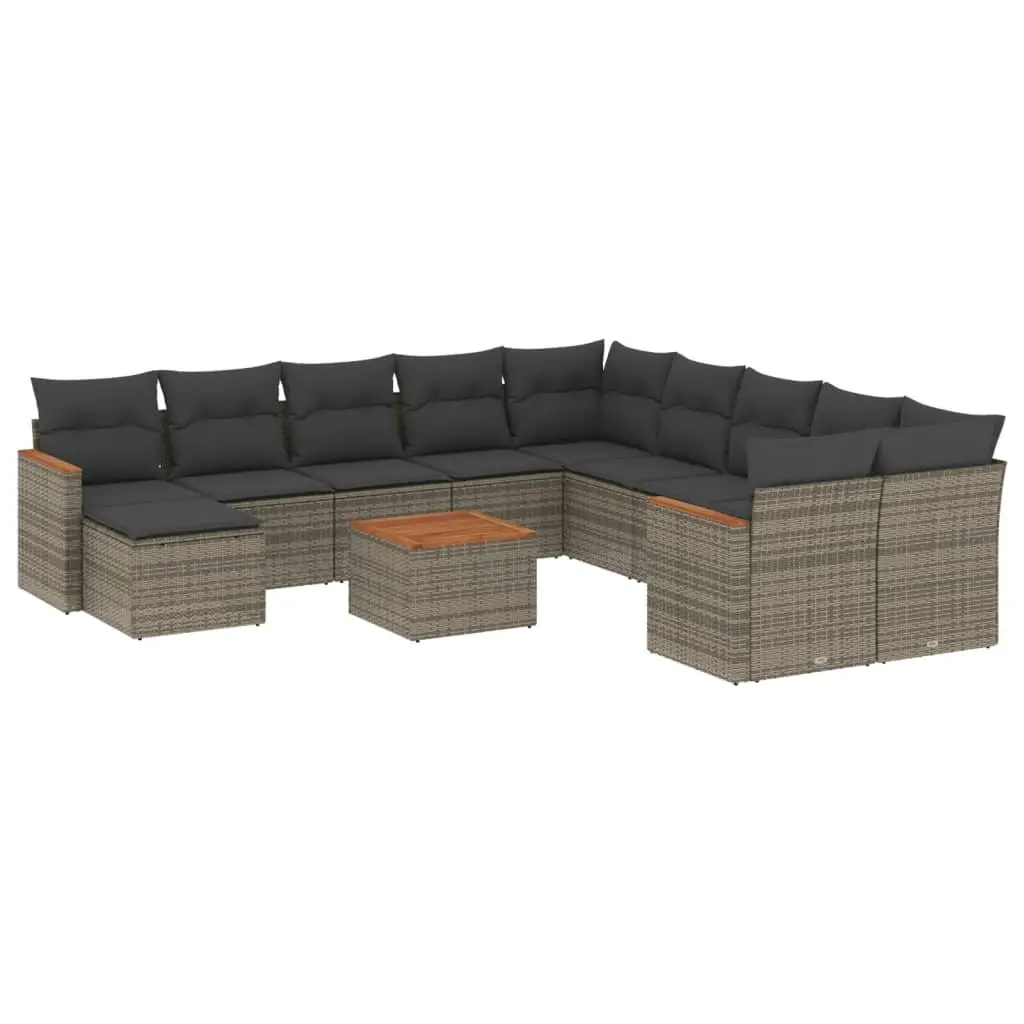 Garden Sofa Set Outdoor Furniture 12 Piece Grey Poly Rattan Modular Patio