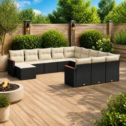 12-Piece Modular Garden Sofa Set with Cushions and Storage
