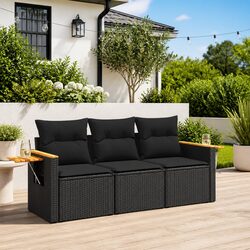 Garden Sofa Set 3 Piece with Modular Design and Cushions