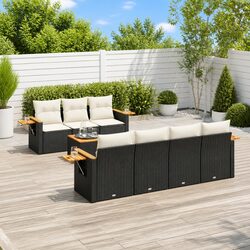 Garden Sofa Set 8 Piece Outdoor Furniture Patio Black Poly Rattan Modular