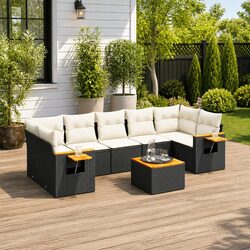 8 Piece Black Poly Rattan Garden Sofa Set Specifications