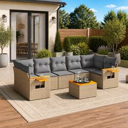 Specifications of 8-Piece Beige Modular Garden Sofa Set