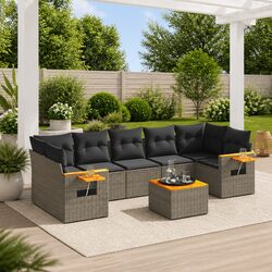 8 Piece Modular Garden Sofa Set Grey with Storage