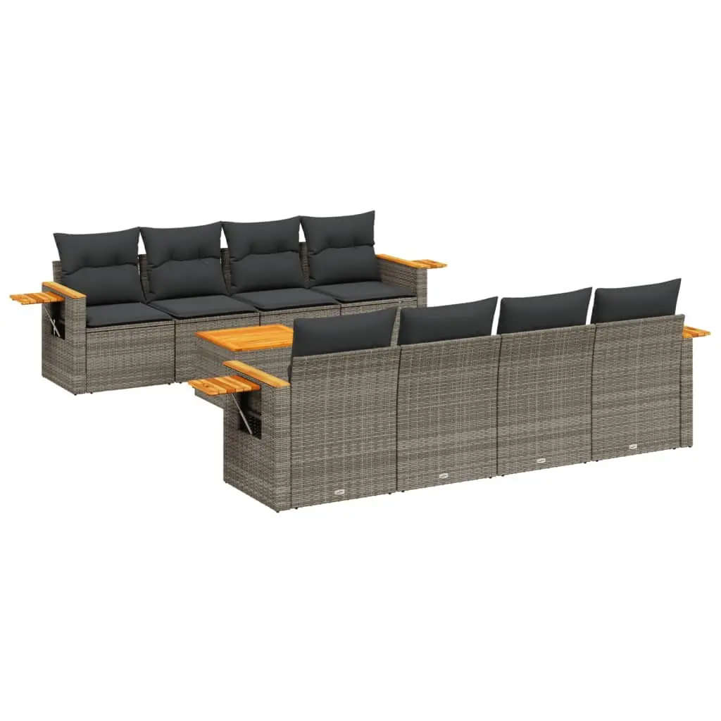 Garden Sofa Set Outdoor Furniture 9 Piece Grey Poly Rattan Patio Sectional