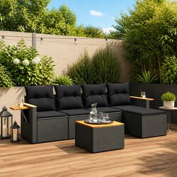 Specifications of 6-Piece Black Garden Sofa Set