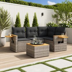 5-Piece Outdoor Sofa Set - Grey Poly Rattan Specifications