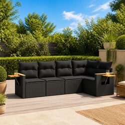 Detailed Specs of the 5 Piece Black Garden Sofa Set