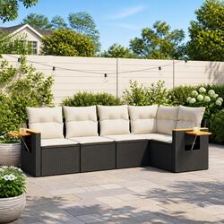 Specifications of 5 Piece Black Poly Rattan Garden Sofa Set