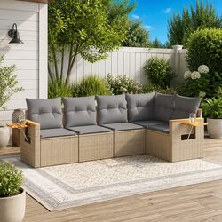 5-Piece Garden Sofa Set Dimensions: 5 Pieces, PE Rattan