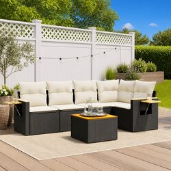 Garden Sofa Set Specifications: 6 Pieces in Black