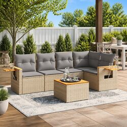 Specifications for 6-Piece Beige Garden Sofa Set