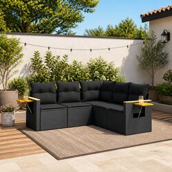 5-Piece Modular Garden Sofa Set with Rattan Frame