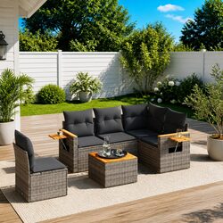 Garden Sofa Set: 6-Piece Modular Outdoor Furniture Grey