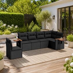 6 Piece Modular Garden Sofa Set with PE Rattan Design