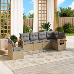 Garden Sofa Set Specifications - 6-Piece Poly Rattan