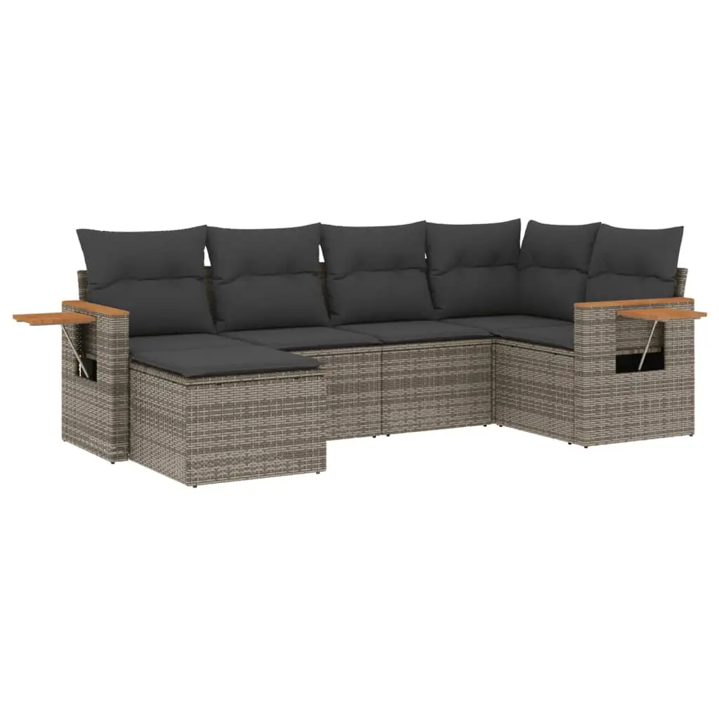 Garden Sofa Set Outdoor Furniture Grey Poly Rattan Patio Lounge 6 Piece