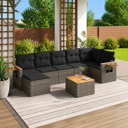 Grey Outdoor Sofa Set: 8 Pieces of Premium Poly Rattan