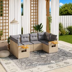 6-Piece Garden Sofa Set: Poly Rattan Construction