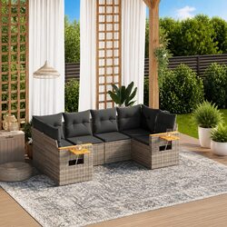 6-Piece Garden Sofa Set: PE Rattan, Grey, Modular Design