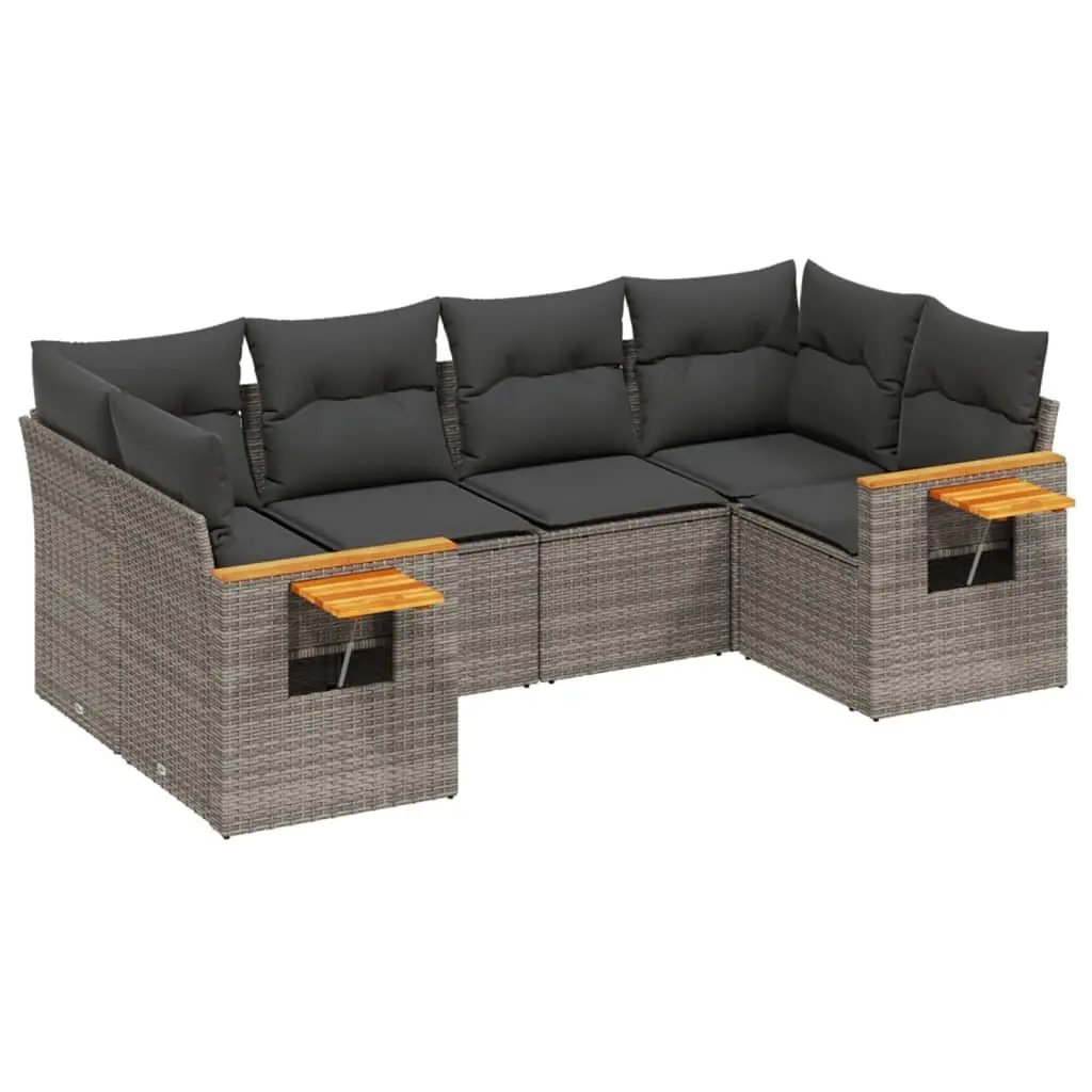 Garden Sofa Set Outdoor Furniture 6 Piece Grey Poly Rattan Patio Lounge