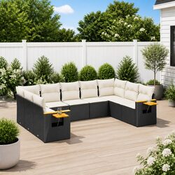 Specifications of 9 Piece Black Poly Rattan Garden Sofa Set