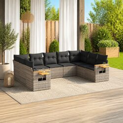 9-Piece Garden Sofa Set Specifications: Grey Rattan