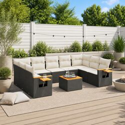 10-Piece Black Poly Rattan Garden Sofa Set Specifications