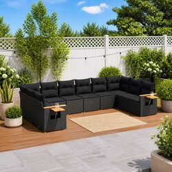 10 Piece Modular Black Outdoor Sofa Set with Storage