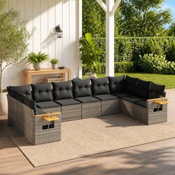10-Piece Modular Garden Sofa Set with Cushions and Storage