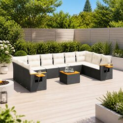 Specifications for 11-Piece Outdoor Sofa Set in Black Rattan