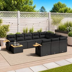 11-Piece Modular Black Rattan Garden Sofa Set Details