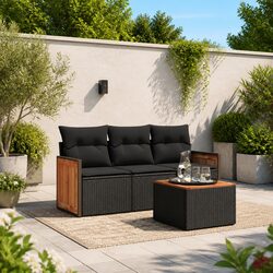 4 Piece Modular Garden Sofa Set with Acacia Top