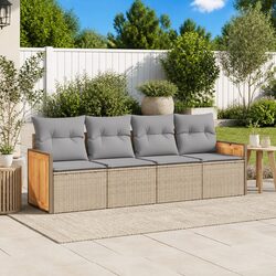 Garden Sofa Set 4 Piece Outdoor Furniture Patio Beige with Cushions Storage Bag