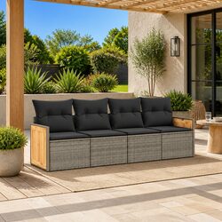 4 Piece Outdoor Sofa Set Patio Sectional with Storage Cushions