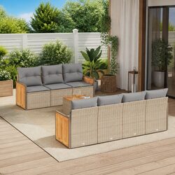 8 Piece Modular Garden Sofa Set with Beige Cushions
