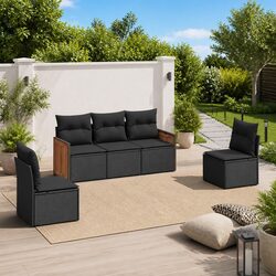 5-Piece Modular Black Rattan Sofa Set Specifications