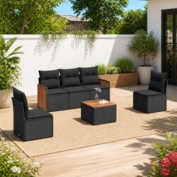 Garden Sofa Set Specifications: 6 Modular Pieces in Black