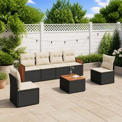 Specifications of 7 Piece Black Poly Rattan Outdoor Sofa Set