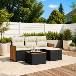 Specifications of the 5-Piece Black Poly Rattan Sofa Set
