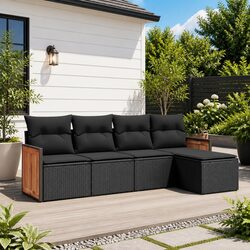 Specifications of 5 Piece Garden Sofa Set in Black Rattan
