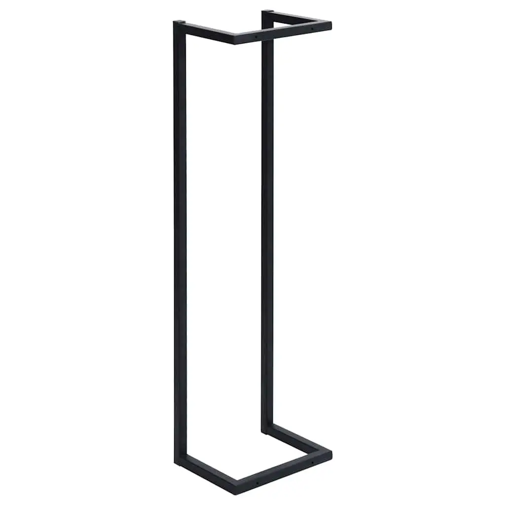Iron Towel Rack Wall Mount Black Bathroom 25 x 20 x 95 cm